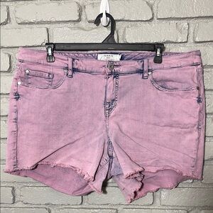 Torrid Pink Jean Shorts Mid-Rise Stretchy Denim